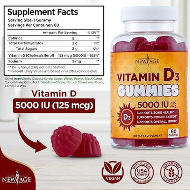 Age Immune Defense Combo - 2 Pack - Vitamin D3 Gummies 5000 Iu 125Mcg & High Potency Zinc Gummies, Immune Booster 120 Count