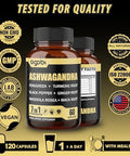 2 Packs 60 Capsules - 8050Mg Ashwagandha Extract Supplement - 7In1 With Fenugreek, Maca, Turmeric, Rhodiola, Ginger & Black Pepper - Spirit, Immune & Energy Support - 4 Month Supply