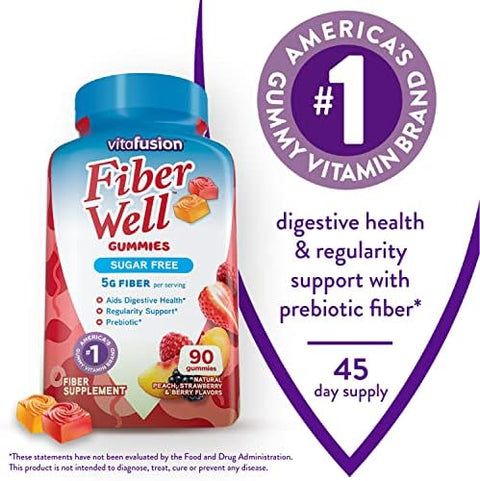Viactiv Calcium Plus Vitamin D Supplement Soft Chews Brown Milk Chocolate 180 Count and Vitafusion Fiber Well Sugar Fiber Supplement Peach Strawberry and BlackBerry Flavored