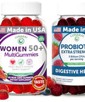 Lunakai Usa Made Women 50 Multivitamin & Probiotic Gummies Bundle Immune & Digestive Support 60 Non-Gmo Gummies Each