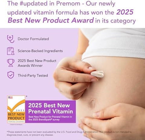 Premom Prenatal Vitamins For Women Conception For Her Multivitamin: 27 Nutrients Includes 680Mcg Methyl Folate + Choline + Iron Traceable Ingredient Fertility Supplements For Women 30 Day Supply