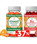 Lunakai Vitamin C And Vitamin B12 3000 Mcg Gummies Bundle For Adults - Organic Vit C Vegan Chewable Gummy Vitamins - Energy Support And Bone Health