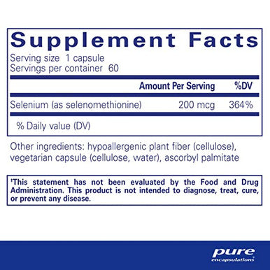 Pure Encapsulations Selenium 200 mcg 60 vcaps