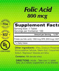 Alfa Vitamins Folic Acid 800 Mcg Dietary Supplement Natural Folate Helps Supports Cardiovascular Health Metabolism Brain & Proper Development Of Fetus During Pregnancy 100 Tablets