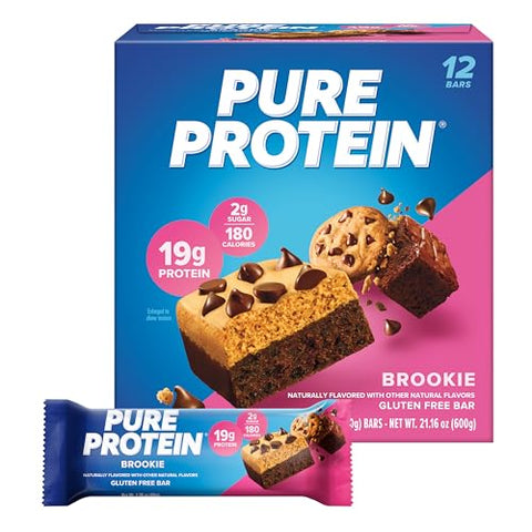Pure Protein Pure Protein Bars High Protein Nutritious Snacks To Support Energy Low Sugar Gluten Chocolate Peanut Butter 1.76Oz 12 Count (Packaging May Vary)