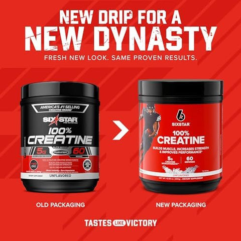 Six Star 100% Creatine Monohydrate Powder - Unflavored Micronized Creatine Monohydrate Supplement For Workout Performance Muscle Building & Strength - Creatine Powder For Women & Men - 60 Servings