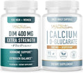 Calcium DGlucarate and 400mg DIM Supplement for Enhanced Estrogen Hormone Balance Vegan Gluten CDG Supplement (90 Servings) with Extra Strength DIM (90 Servings)