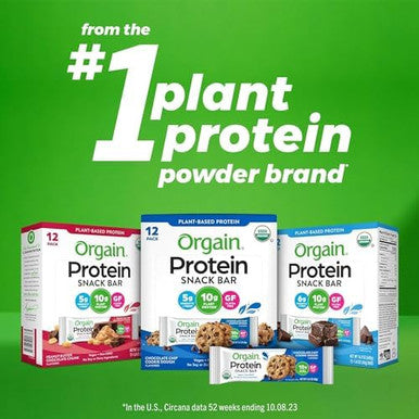 Orgain Organic Vegan Protein Bars Chocolate Chip Cookie Dough 10G Plant Based Protein Low Calorie Healthy Snacks No Lactose Or Soy Ingredients Gluten Nongmo 1.41 Oz (Pack Of 12)