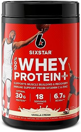Six Star Elite 100% Whey Protein Plus Vanilla Cream 1.8Lbs & Creatine Pills X3 Creatine Capsules Muscle Builder For Men Women