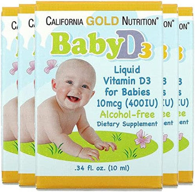 California Gold Nutrition Baby Vitamin D3 By Liquid D3 Supplement For Babies Vegetarian Friendly Alcohol & Gluten Nongmo 10 Mcg (400 Iu) 0.34 Fl Oz (10 Ml)