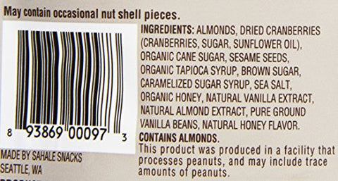 Sahale Snacks Crunchers, Almonds with Cranberries, Sesame Seeds + Honey, 4 oz
