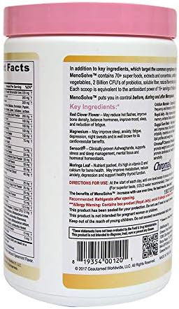 Greens First Menosolve Plus Probiotics Powder Natural Relief For Menopause Symptoms Nongmo/Dairy/Soy With Red Clover Flower Magnesium & Moringa Leaf (30 Servings)