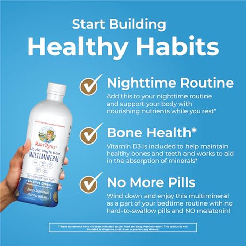 Maryruth'S Liquid Morning Multivitamin (Fruit Punch) & Liquid Nighttime Multimineral (Coconut 15Oz) Clean Label Project Verified Vegan Vitamins For Energy Bedtime Routine & Overall Health