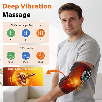 Gvmsor Cordless Elbow Massager For Pain ReliefTennis Elbow Massager For Tendonitis And Tennis Elbow Rechargeable Arm Heating Pad With Massage