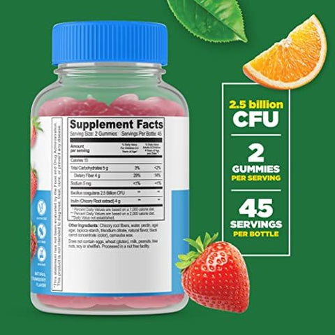 Lifeable Sugar Preciotic Fiber Kids + Probiotic + Prebiotic Fiber Kids Gummies Bundle Great Tasting Vitamin Supplement Gluten Gmo Chewable Gummy