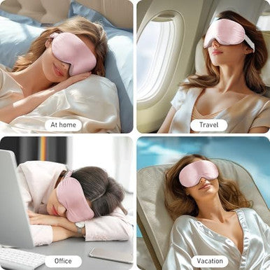 Litbear 100% 22 Momme Mulberry Silk Sleep Mask - 3D Contoured Eye Mask For Men Women Soft Breathable Sleeping Mask With Adjustable Strap Perfect Blocks Light For Sleeping (Pale Pink)