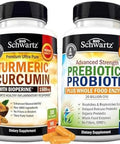 Turmeric Curcumin With Black Pepper Extract 1500Mg Complex (1 Month Supply) Plus Advanced Strength Pre And Probiotics Supplement With Digestive Enzymes (1 Month Supply)
