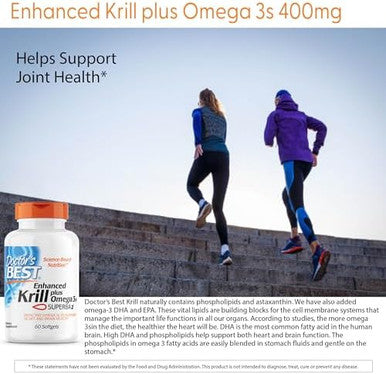 Doctors Best Enhanced Wild Caught Antarctic Krill (Superba2) Plus Omega3S Supports Heart & Brain Health Nongmo Gluten 60 Softgels