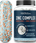 Zinc Supplement Microbeadlets with Copper for Immune Support Highly Absorbable Zinc Bisglycinate and Orotate with 2mg Chelated Copper + Vitamin B6 Vegan GlutenFree 60 Capsules (2 Month Supply)
