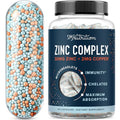 Zinc Supplement Microbeadlets with Copper for Immune Support Highly Absorbable Zinc Bisglycinate and Orotate with 2mg Chelated Copper + Vitamin B6 Vegan GlutenFree 60 Capsules (2 Month Supply)