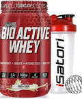 Isatori Bio-Active Whey Protein Powder - Vanilla Swirl (30 Servings) & Isatori Classic Blender Bottle (Clear Bottle With Red Top)