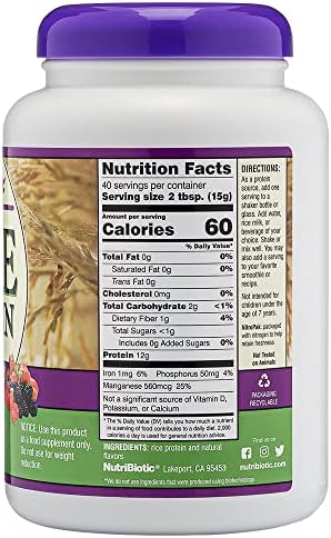 Nutribiotic â€“ Mixed Berry Rice Protein 1 Lb 5 Oz (600G) Low Carb Keto-Friendly Vegan Raw Protein Powder Grown & Processed Without Chemicals Gmos Or Gluten Easy To Digest & Nutrient-Rich