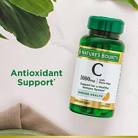 NatureS Bounty Vitamin C + Rose Hips Immune Support 1000Mg Coated Caplets 100 Ct Pack Of 2