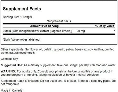 Swanson Lutein 20 Milligrams 120 Sgels (2 Pack)