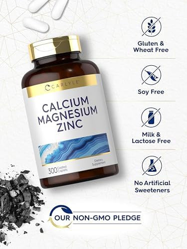 Carlyle Calcium Magnesium Zinc 300 Caplets Vegetarian, Non-Gmo, Gluten Supplement