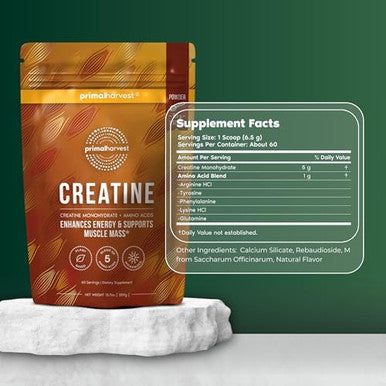 Primal Creatine Powder + Super Greens Powder Bundle 2Pack Build Strength Boost Recovery & Support Wellness 30 Servings Each
