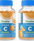 Lifeable Sugar Vitamin C " 250 Mg " Great Tasting Natural Flavor Gummy Supplement " Vegetarian Gmo Chewable Vitamins " For Immune Support " For Adults " 90 Gummies (Pack Of 2)