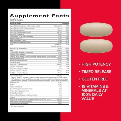 GNC Mega Men Multivitamin Caplets Clinically Proven to Feel Better Immune Support Energy Support Antioxidants B Vitamins Vitamin D3 Timed Release 180 count 90 day supply