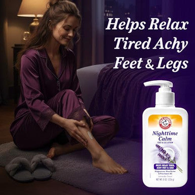 Arm & Hammer Nighttime Calm Foot & Leg Lotion With Magnesium - Lavender Scented Cream - 8Oz. Hydrating & Moisturizing Magnesium Lotion With Shea Butter & Provitamin B5 For Sleep Routine