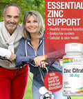 Solaray Zinc Citrate 50Mg Immune Function, Cellular & Skin Health Support Easy Digestion Formula 60Ct