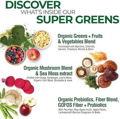 Country Farms Super Greens Natural & Fiber Gummies With Bonus Sea Moss Tincture Natural Energy Support Digestive Health Supports Regularity Bundle Pack