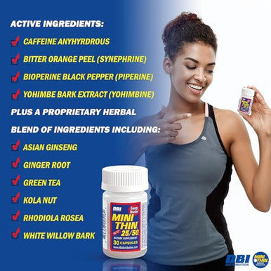 Mini Thin 25/50 - Energy Capsules Formulated With Caffeine 30 Capsules