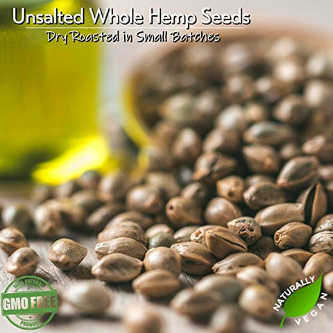 Gerbs Roasted Unsalted Whole Hemp Seeds 4 lbs. | Dry Roasted, Resealable Bag | Bold, Nutty Flavor & Crunch | Top 14 Allergen-Free