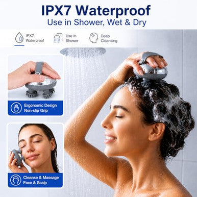 Melonsun Electric Scalp Massager Anti-Tangle Deep Kneading Head Massager Ipx7 Waterproof Shower Use Usb-C Rechargeable 3 Modes 8 Removable Claws Stress Relief For Women Men