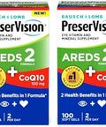 Preservision Eye Vitamin & Mineral Supplement Areds 2 Formula + Coq10 2In1 Health Benefits 100 Softgels (2 Per Day) Pack Of 2