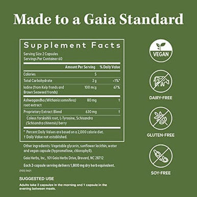 Gaia Herbs Ashwagandha Root Made With Organic Ashwagandha Root 120 Vegan Liquid Phytocapsules & Thyroid Support 120 Vegan Liquid Phyto