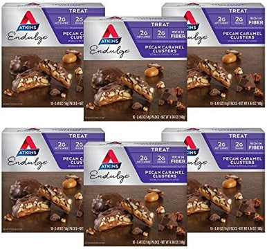 Atkins Pecan Caramel Clusters 60 Count Caramel Chocolate Nut Roll Snack Bar 16 Count