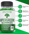 Atlantis Nutrition Sugar Prebiotic Fiber Gummies For Adults 2-Pack (120 Gummies) + Supergreens 60 Gummies