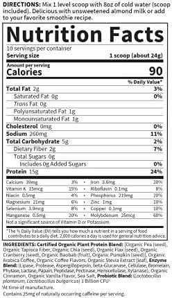 Garden Of Life Organic Plant Based Protein Powder - Smooth Vanilla, Vegan, Grain And Gluten Shake For Women And Men - 10 Servings, 15G Of Complete Protein, Probiotics & Enzymes, 0G Sugar