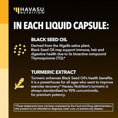 Black Seed Oil Capsules With Turmeric Curcumin Supplement Immune & Digestive Health Support 60 Count Vegan Nongmo Cold Pressed Black Seed Oil With Curcumin (95% Curcuminoids) 1 Month Supply