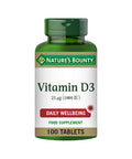 Nature's Bounty Vitamin D3 25 G (1000 Iu) Tablets - Pack Of 100 Tablets One-A-Day - High Strength Vitamin D - Bone Muscle And Immunity Support - Suitable For Vegetarians
