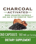 Nature'S Way Activated Charcoal, Binds Unwanted Materials And Gas*, 560Mg Per Serving, 360 Capsules