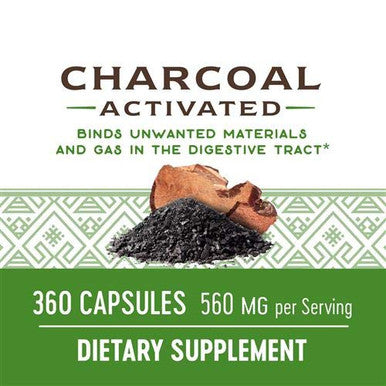Nature'S Way Activated Charcoal, Binds Unwanted Materials And Gas*, 560Mg Per Serving, 360 Capsules
