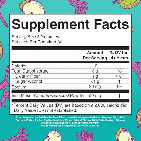 Maryruth'S Maryruth Organics Gummies Sugar Free Made With Irish Sea Moss For Gut Health And Immune Support Formulated For Adults And Kids Ages 4 Vegan Non-Gmo Gluten Free 60 Count