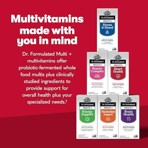 Garden Of Life Dr. Formulated Multi+ Heart Health Fermented Liposomal Multivitamin + Vitamin K2 Mk7 B Vitamins and Probiotics One A Day For Cardiovascular and Blood Vessel Function 30 Capsules