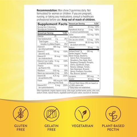 NatureS Way Alive MenS Premium Gummy Multivitamin Supplement Supports Healthy Heart Muscle Function Full BVitamin Complex Orange Grape Cherry Flavored 75 Gummies (Packaging May Vary)